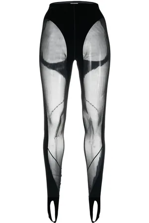 MUGLER X Wolford mesh-panelled stirrup leggings