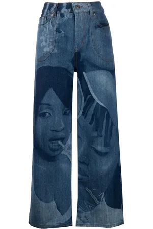 Ahluwalia Graphic-print wide leg jeans