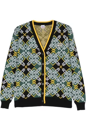 GCDS TEEN intarsia-knit logo cardigan