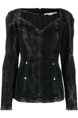 Stella McCartney Flocked velvet denim blouse