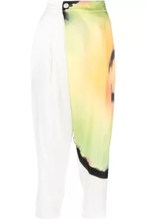 Issey Miyake Abstract-print cropped trousers