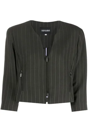 Giorgio Armani 1990s pinstriped V-neck jacket
