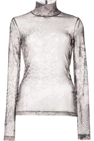 ROSETTA GETTY Collage-print mesh T-shirt