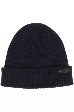 BRIONI Logo-patch ribbed-knit beanie