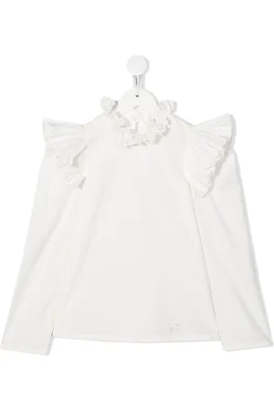 MONNALISA Ruffled-neck long-sleeve top