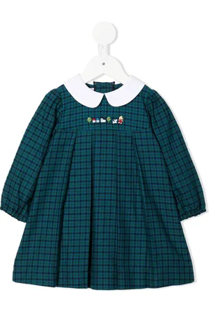 Familiar Check-print long-sleeve dress