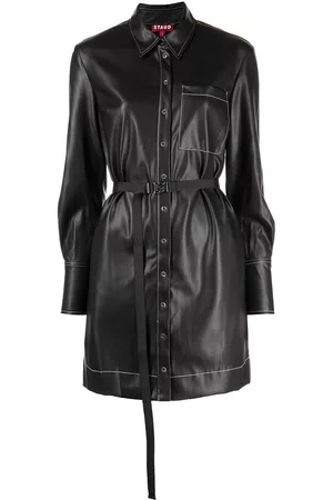 Staud Lynn belted-waist shirt-dress