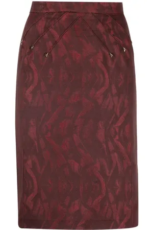 MUGLER Geometric-pattern straight-cut skirt