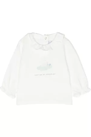 Tartine Et Chocolat Ruffle-collar graphic-print T-shirt