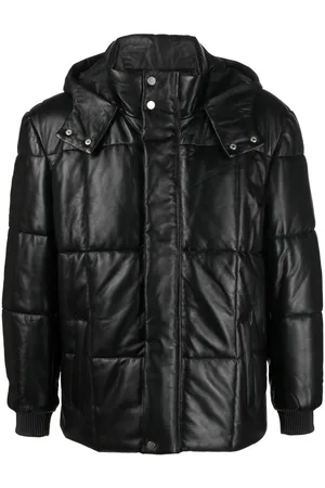 arma leder Micro leather padded puffer jacket