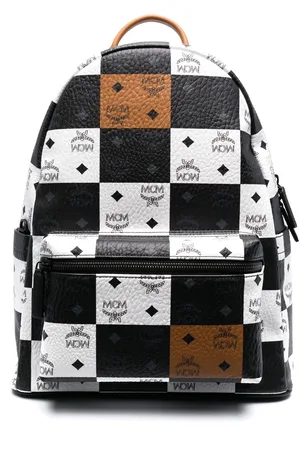 MCM Medium Stark Checkerboard Logo backpack