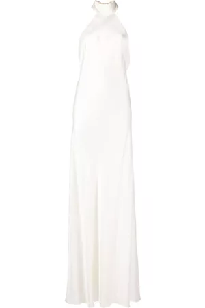 Michelle Mason Backless halter-neck tie gown