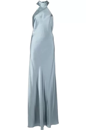 Michelle Mason Backless halter-neck tie gown
