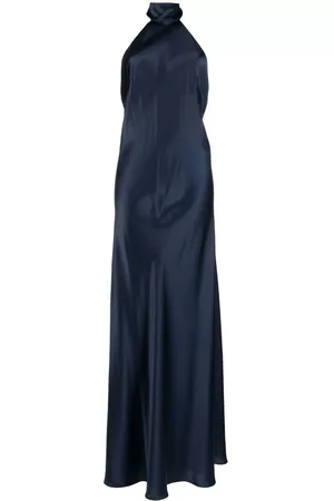 Michelle Mason Backless halter-neck tie gown