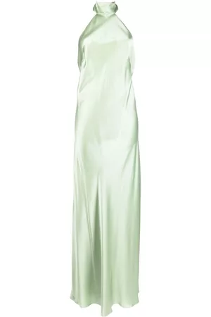 Michelle Mason Backless halter-neck tie gown