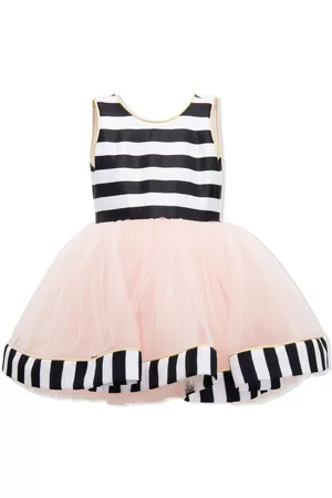Tulleen Stripe-pattern tulle dress