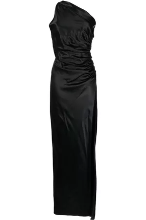 Michelle Mason Gathered-detail one-shoulder silk gown