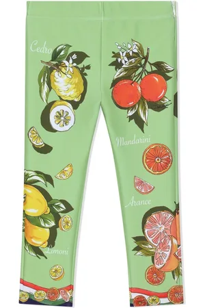 Dolce & Gabbana Girls Leggings - Lemon-print stretch leggings
