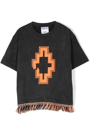 MARCELO BURLON Logo-print fringed-trim T-shirt