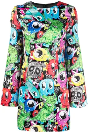 Philipp Plein Graphic-print long-sleeve dress