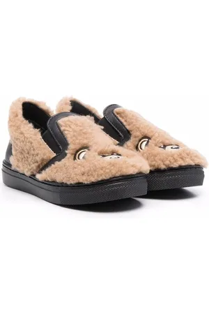 Moschino Kids Girls Slippers - Signature teddy shearling slippers