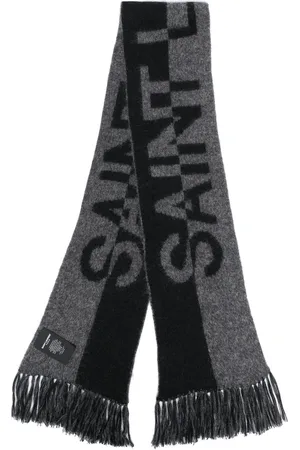 Saint Laurent Intarsia-knit logo scarf