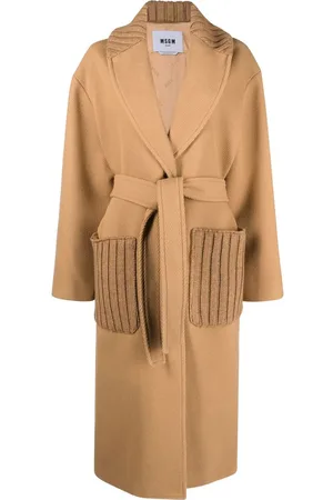 Msgm Single-breasted belted-waist coat
