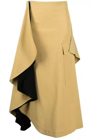 Colville Asymmetric draped ruffle midi-skirt