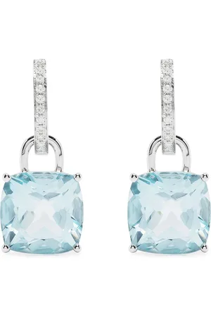 Kiki Mcdonough 18kt white gold Kiki Classics topaz and diamond detachable hoop earrings