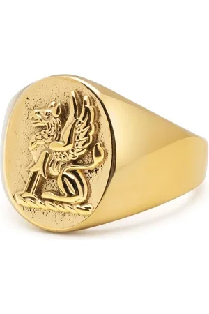 Nialaya Men Rings - Lion Crest signet ring