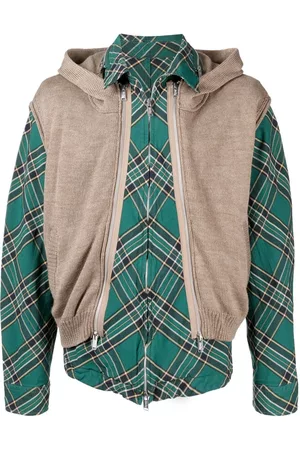UNDERCOVER Knitted gilet check-print shirt jacket