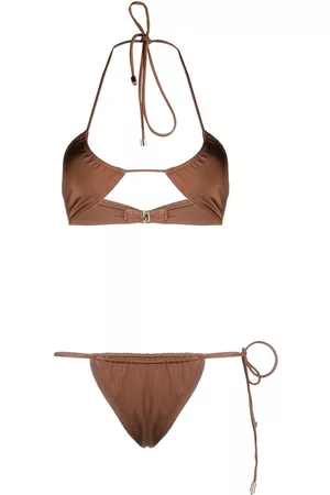 Manokhi Halterneck tie-fastening bikini set
