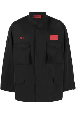424 FAIRFAX Asymmetric logo-patch shirt jacket