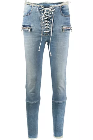 Unravel Project Mid-rise laced skinny jeans