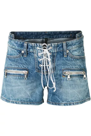 Unravel Project Lace-up denim shorts