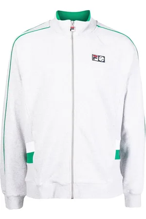 Fila Men Sweatshirts - Logo-patch cotton zipper sweatshirt