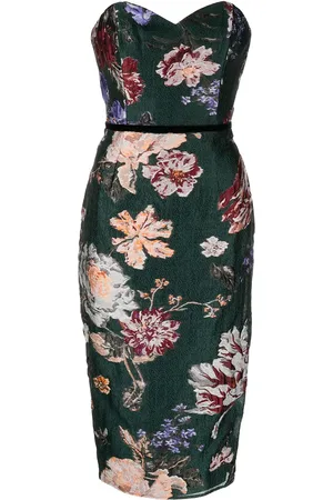 Marchesa Notte Floral fil-coupé dress