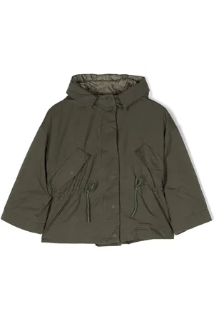 Aspesi Kids Girls Rainwear - Hooded flap-pockets rain coat