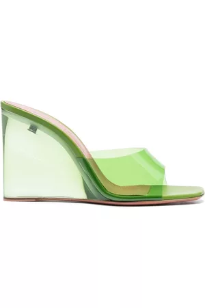 Amina Muaddi 95mm Lupita glass wedge heels