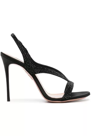 Aquazzura Izzy 105mm crystal-embellished slingback sandals