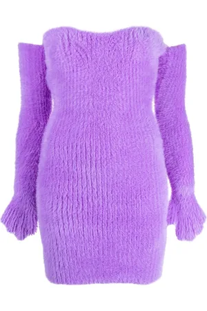 OFF-WHITE Fuzzy Gloves off-shoulder minidress
