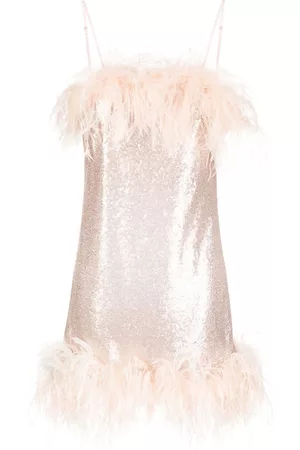 Gilda & Pearl Feather-trim mini dress