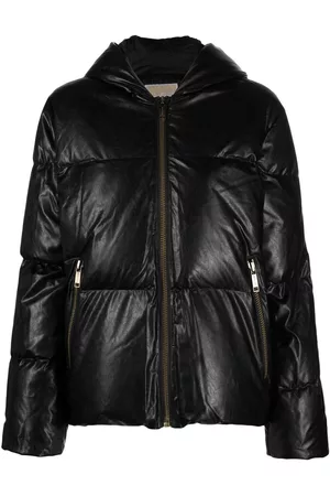 Michael Kors Faux-leather hooded puffer jacket