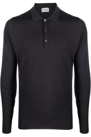 JOHN SMEDLEY Button-front long-sleeved polo shirt