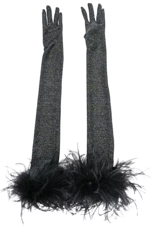 Styland Feather-trim opera gloves