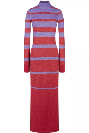 Paco rabanne Striped-pattern lurex maxi dress