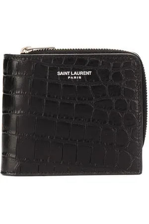 Saint Laurent Matte crocodile embossed zip-around wallet