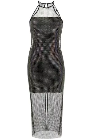 Patrizia Pepe Sleeveless rhinestone-embellished mesh dress
