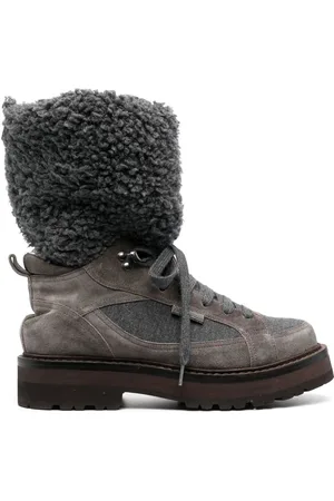 Brunello Cucinelli Faux-fur detail hiking boots