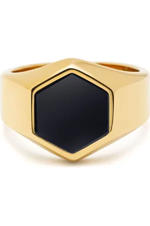 Nialaya Hexagon-shaped matte-stone ring